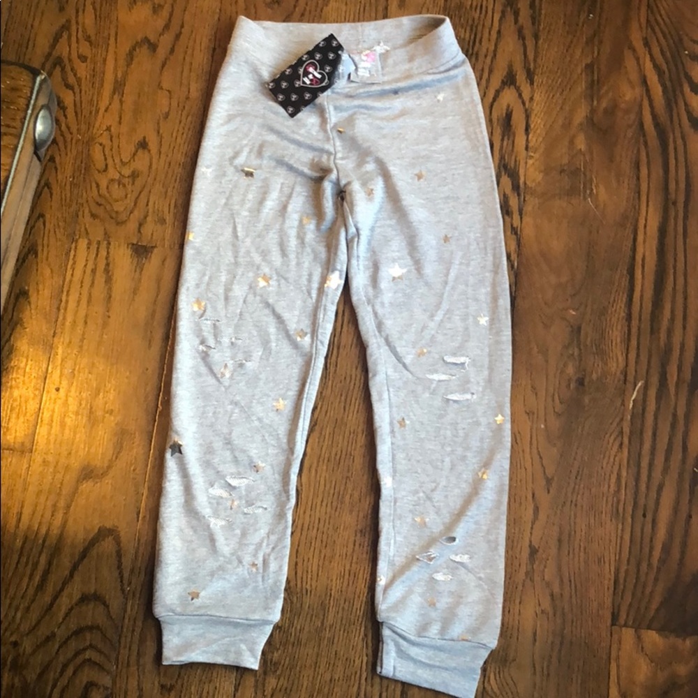Flowers by Zoe Metallic Star distressed joggers